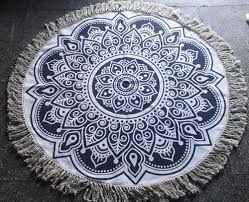 gray modern printed cotton round rugs