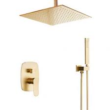 Ask us to quote for best pricing. Bathroom Brass Brushed Gold 10 Inch Ceiling Mount Rain Mixer Combo Rainfall Shower Faucet System Set