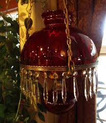Red Ruby Glass Hanging Parlour Lamp