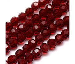 Dark Red Glass Beads 8mm Faceted Round