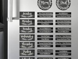 A Kitchen Fridge With A Chore Chart On It In 2019 Weekly