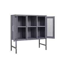 Gray Metal Accent Storage Cabinets