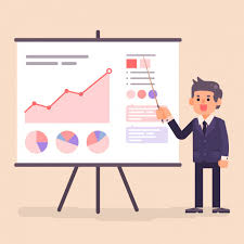 Business Man Presenting Diagram And Chart Illustration