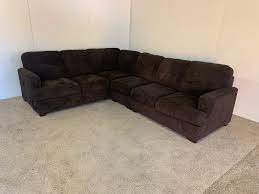 used brown corduroy sectional oneup