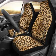 Leopard Print Car Seat Covers Pair 2