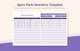 spare parts inventory template in excel