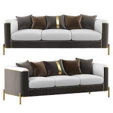 Modern Nappa Leather Upholstered Sofa