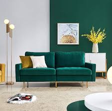 Emerald Green Velvet Fabric Sofa Couch