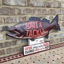 We bring back the traditional values of customer service and. Bait Tackle Bass Fish Metal Sign Man Cave Wall Art Cabin Rustic Shop Garage Ebay