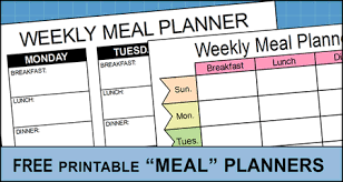 meal planners printable weekly menu