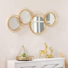 Gold Metal Wall Art Mirrors 4 Round