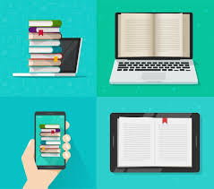 Premium Vector | Digital electronic books online reading concept on  computer and cell phone app