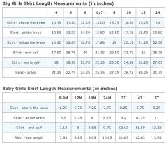 Girls Skirt Length Chart Sewing Patterns Sewing Hacks