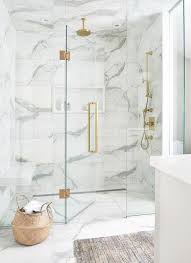 Luxurious White And Gray Marble Shower