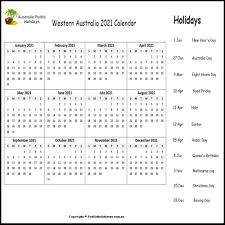 * *as 25 april (anzac day) falls on a sunday in 2021, the following monday is observed as the public holiday. 2021 Public Holidays Wa
