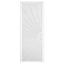 Unique Home Designs 36 In X 96 In Solana White Surface Mount Left Hand Steel Security Door With Perforated Metal Screen