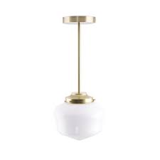 White Milk Glass Stem Pendant Light Mid