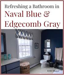 Bathroom In Naval Blue Edgecomb Gray