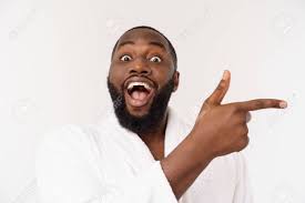 Black Guy Wearing A Bathrobe Pointing Finger With Surprise And Happy  Emotion. Isolated Over Whtie Background. Stock Photo, Picture And Royalty  Free Image. Image 127842708.