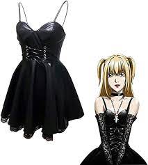 Amazon.com: YLEAFUN 女款動漫Misa Amane 角色扮演服裝哥特式黑色禮服套裝萬聖節狂歡派對: 服裝，鞋子和珠寶