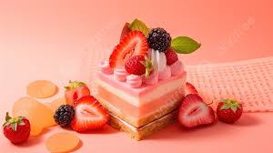 strawberry cake on an orange background