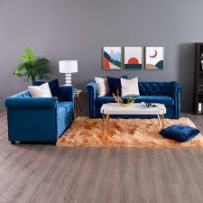 chester 3 2 fabric sofa set deep blue
