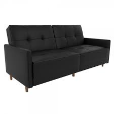 double sofa bed black faux leather