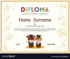 Preschool Kids Diploma Certificate Template