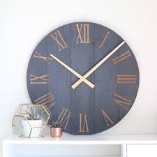 Large Wall Clock Navy Gold Mid