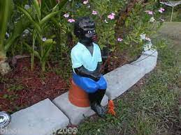 Black Fishing Boy Statue Lawn Jockey