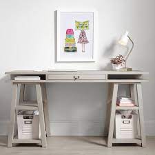 Crafted from sturdy wooden frame for lasting use. Customize It Storage Trestle Desk Pottery Barn Teen