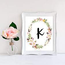 Printable Monogram Letter K Wall Art