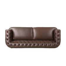 Faux Leather Flared Arm Straight Sofa