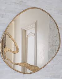 Asymmetrical Mirror Wall Gold Brass