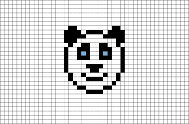 Les élèves aiment le pixel art et c'est un bon entraînement pour la reproduction sur quadrillage. Smiling Panda Bear Pixel Art Brik