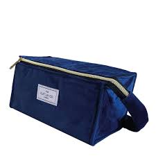 flat makeup box bag in deep blue velvet