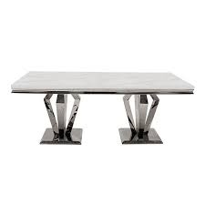 200cm Dining Table Set Chrome Base