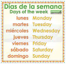 days of the week in spanish woodward