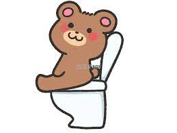 トイレに座るかわいいクマ：イラスト無料