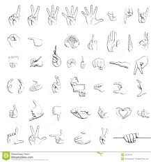 Silhouette Sketches Of Hand Signs Stock Illustration