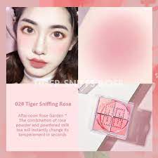 4 square grid face blusher vibrant orange makeup blush palette cheek contour blush powder matte blusher korean makeup tint blush a362