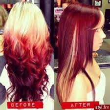 Short straight hair 2 tone colors. I Want To Do This Before And After Blonde And Red Hair Hair Colors Two Toned Hair Colors By Batjas88 Two Toned Hair Hair Styles Dyed Hair