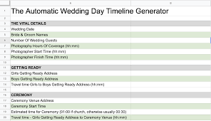 wedding timeline nz automatic