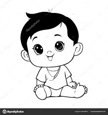 cute little baby boy cartoon vector