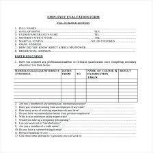 Employee Evaluation Form Free Performance Review Examples Employee
