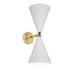 Brass Adjustable Wall Light With White