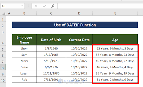 convert date of birth to age in excel