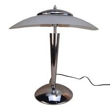 Vintage Table Lamp With Glass Shade And