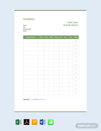 Free Daily Sales Activity Report Template Pdf Word
