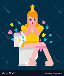 Princess on toilet fart butterfly woman is in wc Vector Image